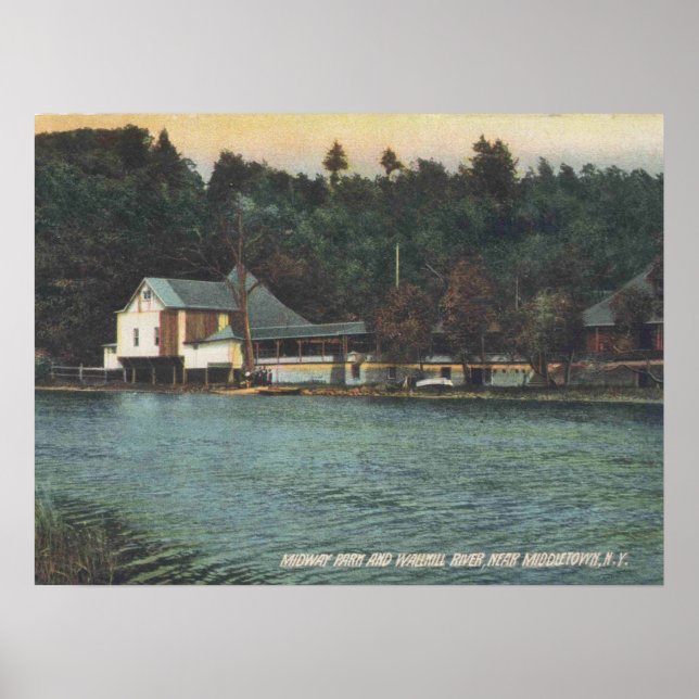 Middletown NY, Midway park, Wallkill River, Old Poster (Vorne)