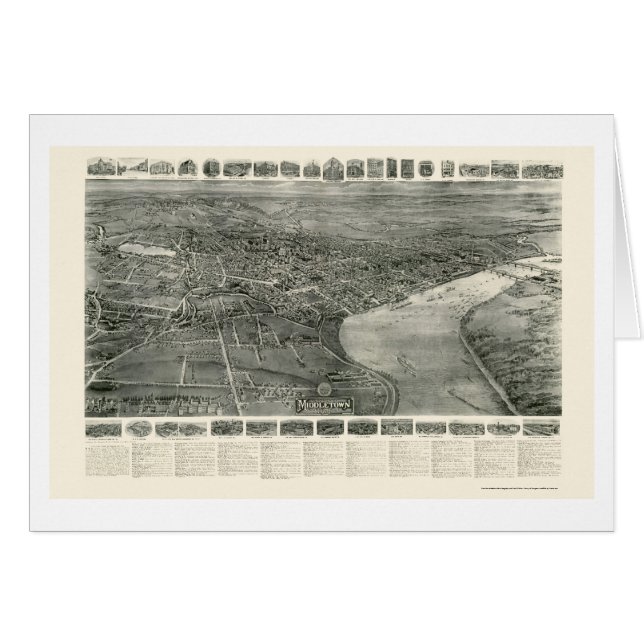 Middletown, panoramische Karte CT - 1915 (Vorderseite (Horizontal))