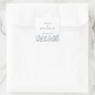 Midern Gray Florals Wedding Vielen Dank Quadratischer Aufkleber