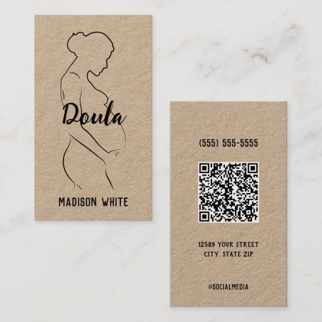 🤰 Midfrau Birth Doula Custom QR Business Card Visitenkarte (Vorne/Hinten)