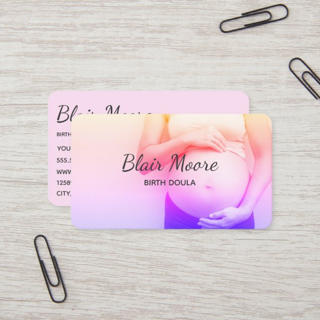 Midfrau Birth Doula Visitenkarte (Vorderseite/Rückseite Beispiel)