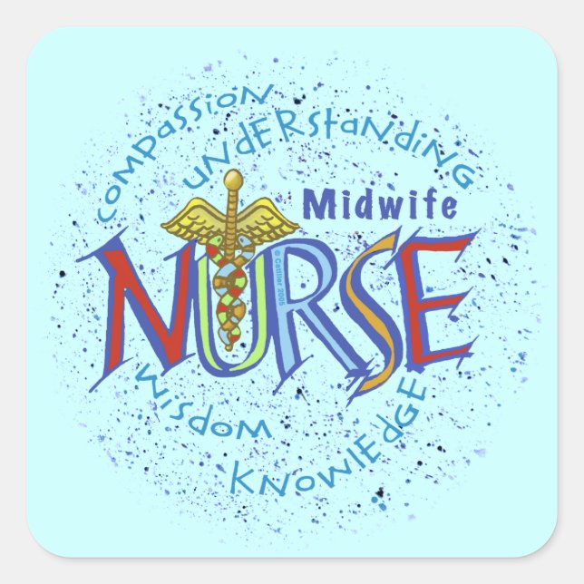 Midfrau Nurse Motto Quadratischer Aufkleber (Vorderseite)