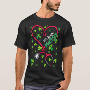 Midfrau Nurse St Patricks Day Liebe Stethoscope Rn T-Shirt