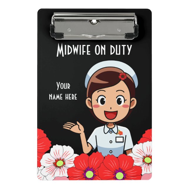 Midfrau On Duty Personalisiert Mini Clipboard Klemmbrett (Vorderseite)