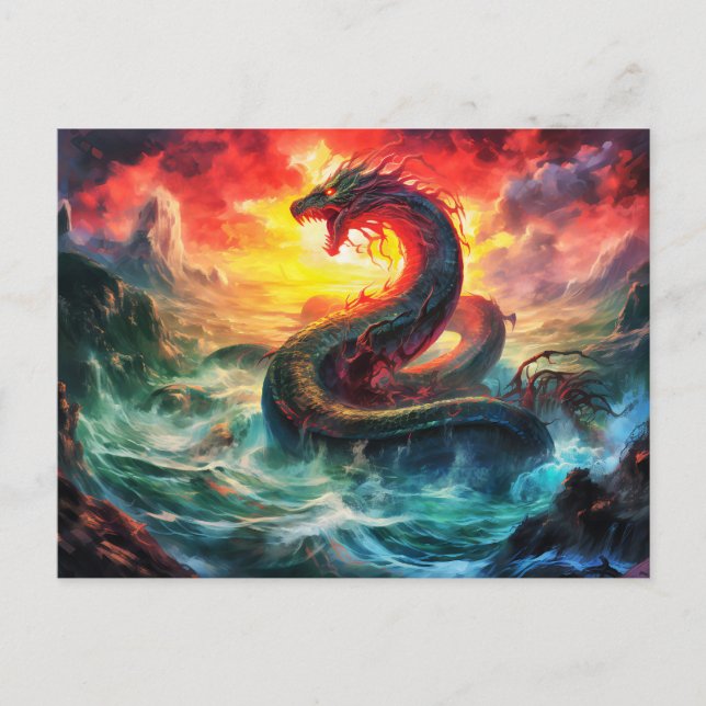 Midgard snake in the norhtern sea Viking mythology Postkarte (Vorderseite)