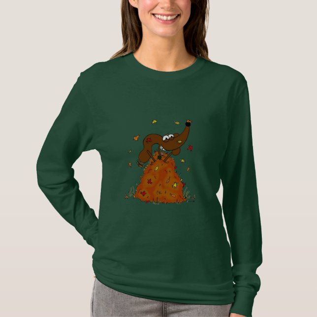 Midge in einem Pile von Blätter Shirts (Vorderseite)