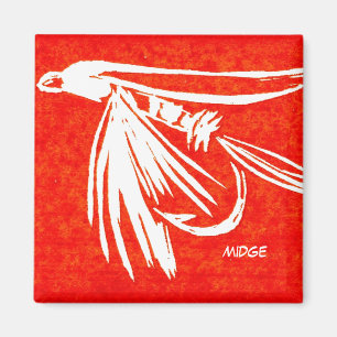 "Midge Red" Trout Fly Art Magnet