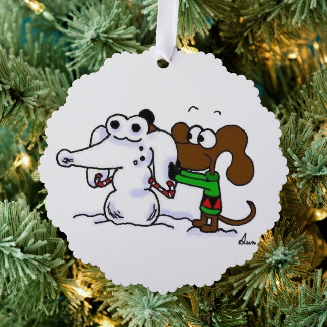 Midge Snowdog individuell anpassbare Papier-Orname Ornament Karte (Insitu (Baum))