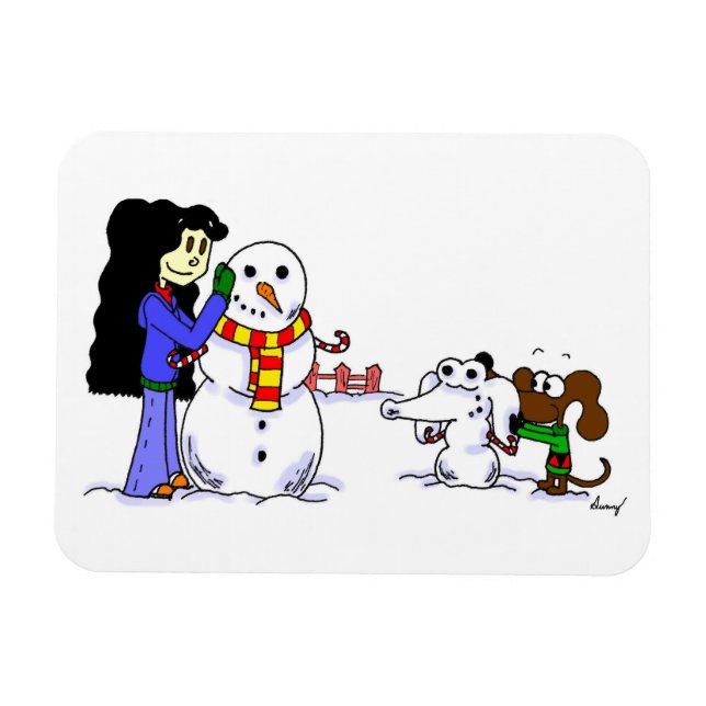 Midge Snowman Flexible Foto Magnet - Anpassbar (Horizontal)