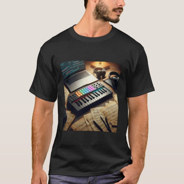 MIDI-Tastaturcontroller - Synthesizer Retro T-Shirt (Vorderseite)
