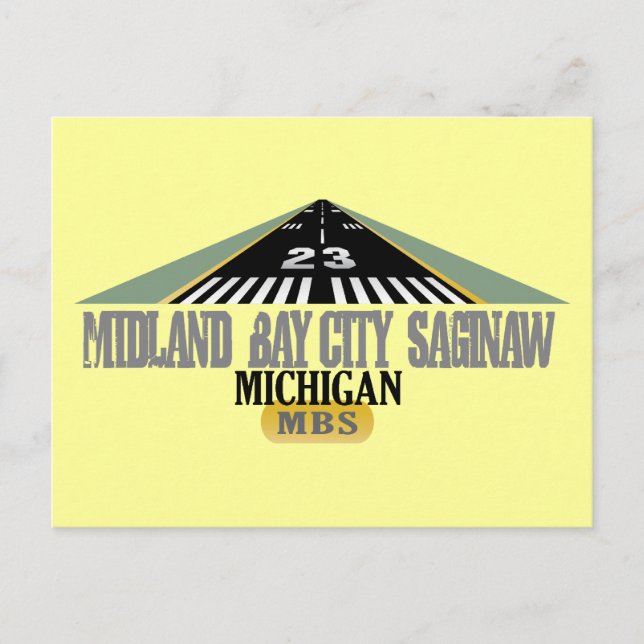 Midland Bay City Saginaw MI - Flughafen Postkarte (Vorderseite)