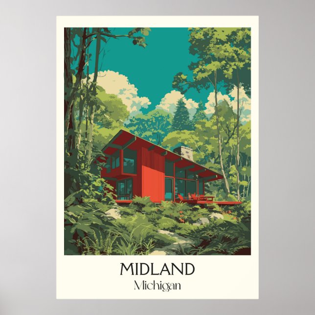 Midland Michigan Vintag Architecture Nature Art Poster (Vorne)