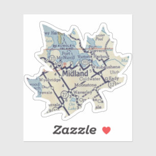 Midland ON Vintag Map Aufkleber