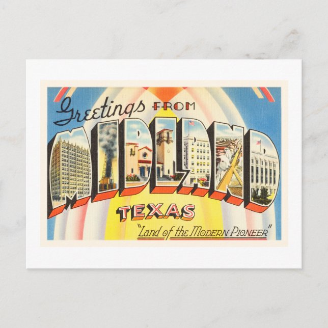 Midland Texas TX Old Vintage Travel Souvenir Postkarte (Vorderseite)