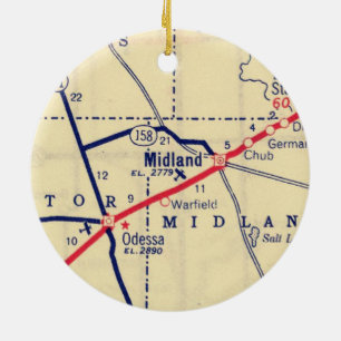 Midland TX 1948 Karte Keramik Ornament