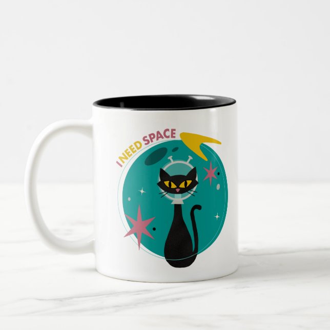 MidMod Cat in Space Tasse "I Need Space" (Links)