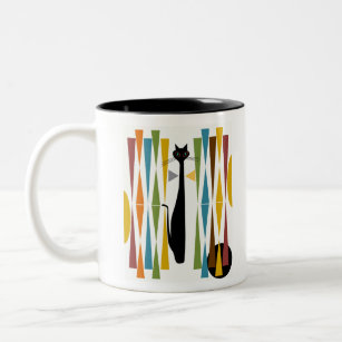 MidMod Kunst-Katze 2 Zweifarbige Tasse