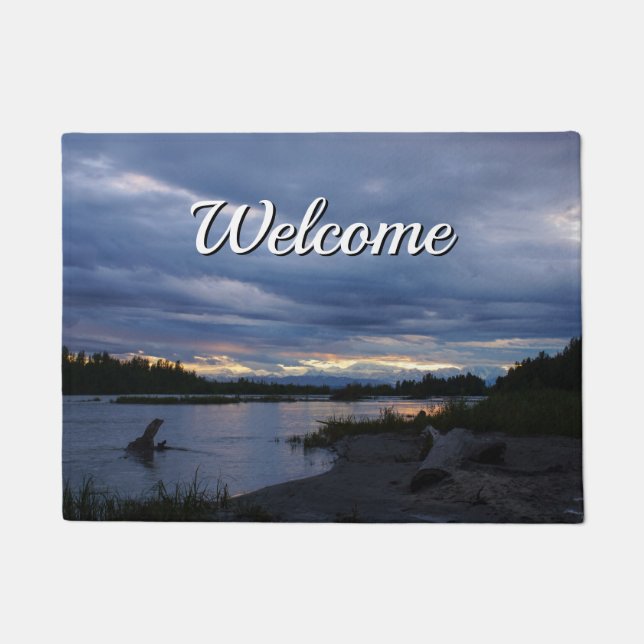 Midnight Alaska Sunset Welcome Doormat Fußmatte (Vorderseite)