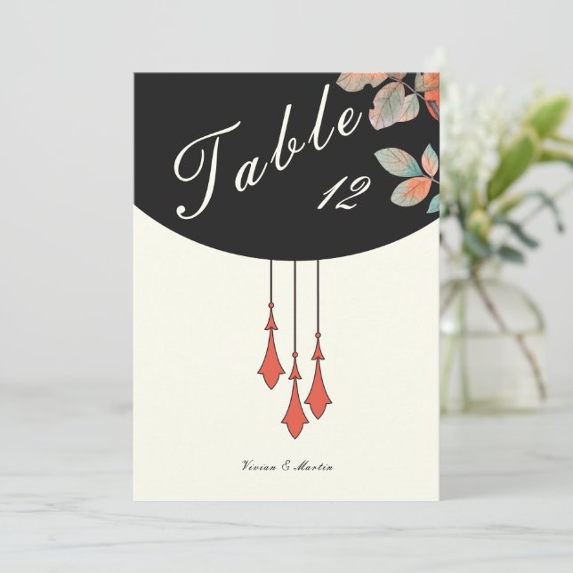 Midnight Autumn Wedding Table Number (Stehend Vorderseite)