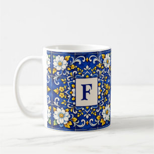 Midnight Azulejo-Monogramm-Tasse Kaffeetasse