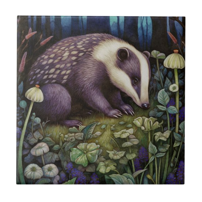 Midnight Badger Keramik Tile Fliese (Vorderseite)