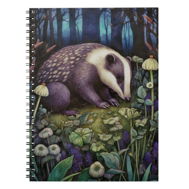 Midnight Badger Spiral Foto Notebook Notizblock (Vorderseite)
