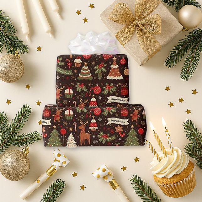 Midnight Birthday Christmas Geschenkpapier (Von Creator hochgeladen)