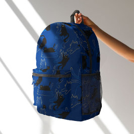 Midnight Black Cats– modern minimal Pattern Bedruckter Rucksack