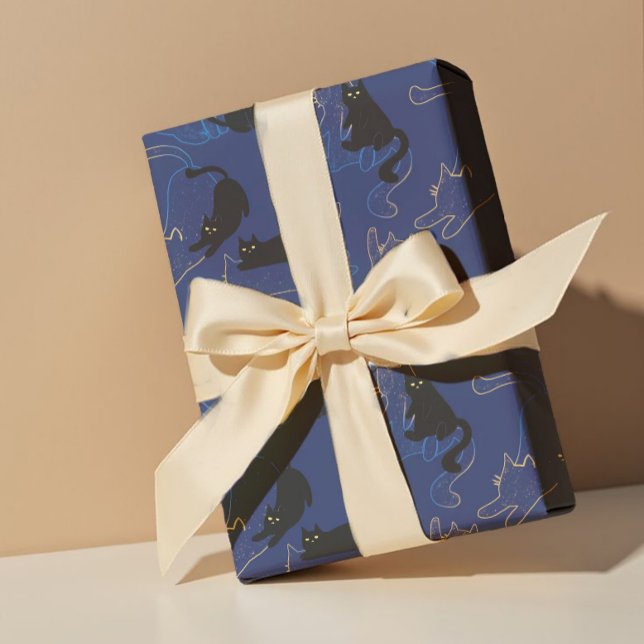 Midnight Black Cats– modern minimal Pattern Geschenkpapier Set (Von Creator hochgeladen)
