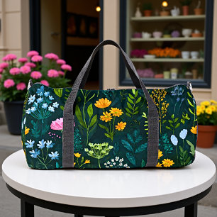 Midnight Bloom Blumen & Blätter Duffle Bag
