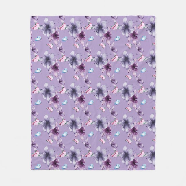 MIDNIGHT BLOOM & BUTTERFLIS FLEECEDECKE (Vorderseite)