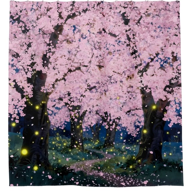 Midnight Bloom – Dunkle Florale Kunst Duschvorhang (Vorderseite)