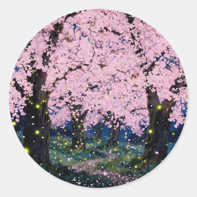 Midnight Bloom – Dunkle Florale Kunst Klassisch Ru Runder Aufkleber (Vorderseite)