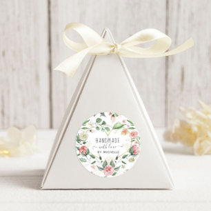 midnight bloom handmade with love heart floral runder aufkleber