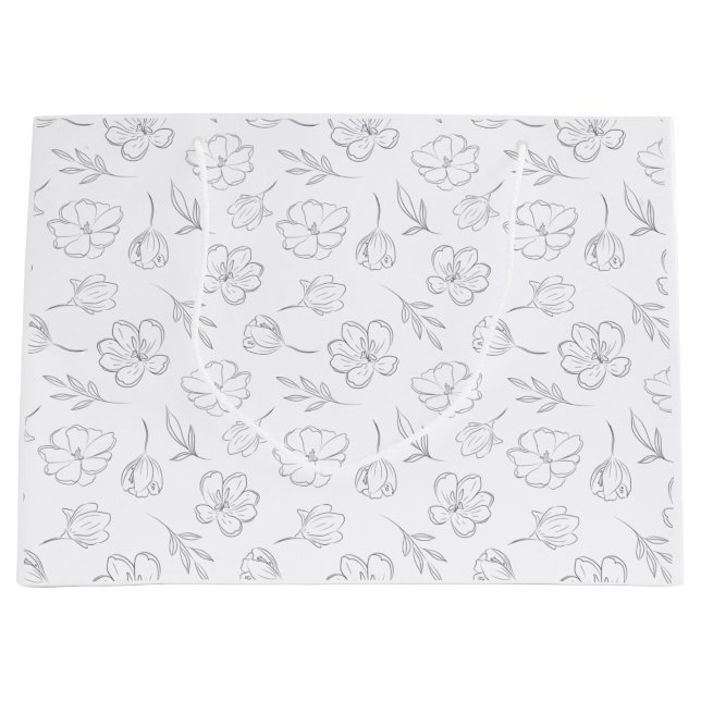 Midnight Bloom Line Art Große Geschenktüte (Vorderseite)