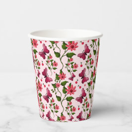 Midnight Bloom Schmetterling Floral Pappbecher