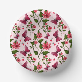 Midnight Bloom Schmetterling Floral Pappteller