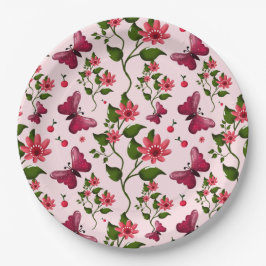 Midnight Bloom Schmetterling Floral Pappteller