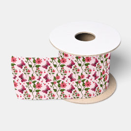 Midnight Bloom Schmetterling Floral Satinband