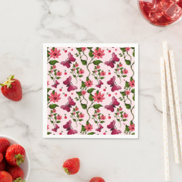 Midnight Bloom Schmetterling Floral Serviette