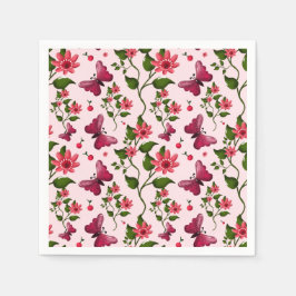 Midnight Bloom Schmetterling Floral Serviette