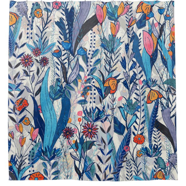 Midnight Bloomscape Duschvorhang (Vorderseite)