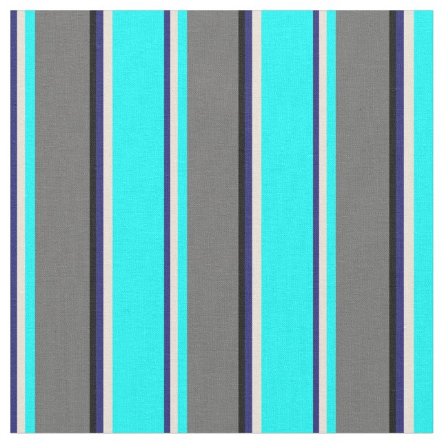 Midnight Blue, Bisque, Aqua, Dim Gray & Black Stoff (Nahaufnahme)