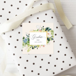 Midnight Blue Blush Floral Abschluss Fevor Tags Geschenkanhänger