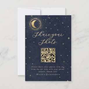 Midnight Blue Celestial Quinceanera Einladung