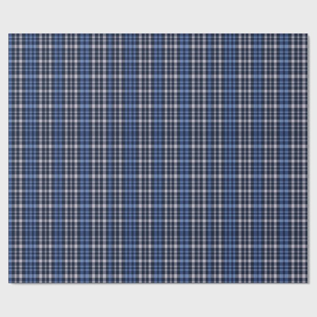 Midnight Blue Check Plaid Geschenkpapier (Flach)