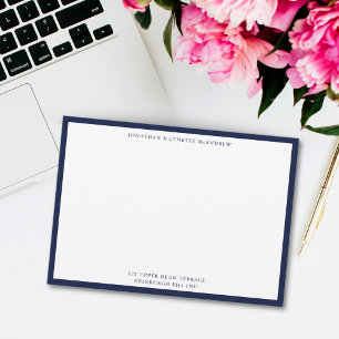 Midnight Blue Classic Border Flat Note Card Mitteilungskarte