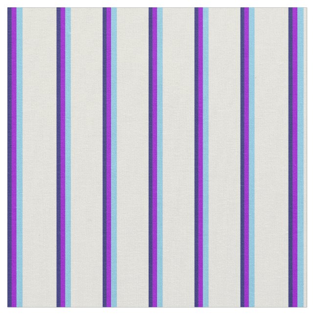 Midnight Blue, Dark Violet, Sky Blue & Beige Stoff (Nahaufnahme)