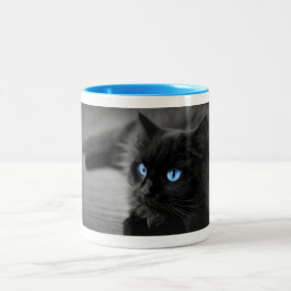 Midnight Blue Eyes — Schwarze Katze Kaffeetasse