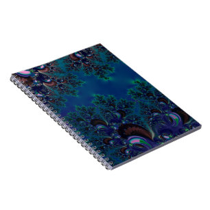 Midnight Blue Frost Crystals Fraktal Notizblock